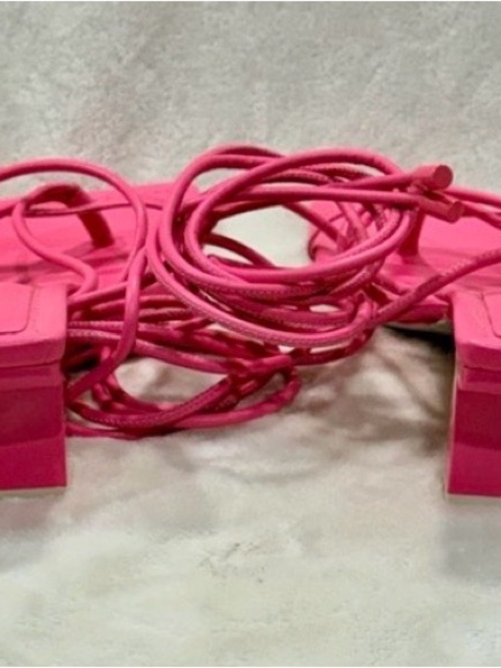 Kat Maconie Pink Lace Up Heels Square Toe Block Heel Size 10 Vibing Barbiecore! - Picture 9 of 13